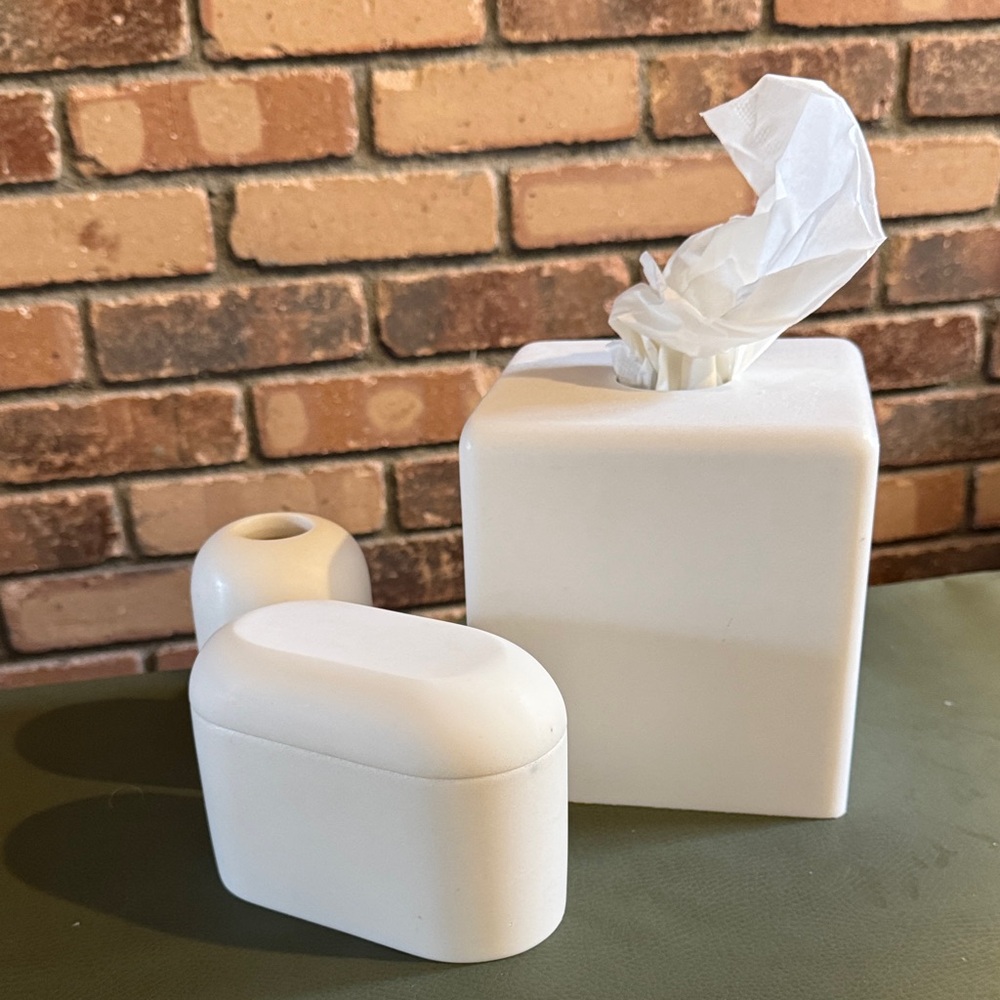 West Elm White Bathroom Accessory Set